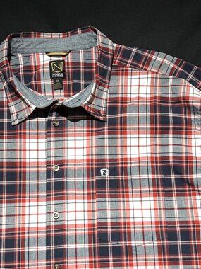 Noble Outfitters Mens Shirt 4XL Red/Black Plaid Stretch Short Sleeve NWOT